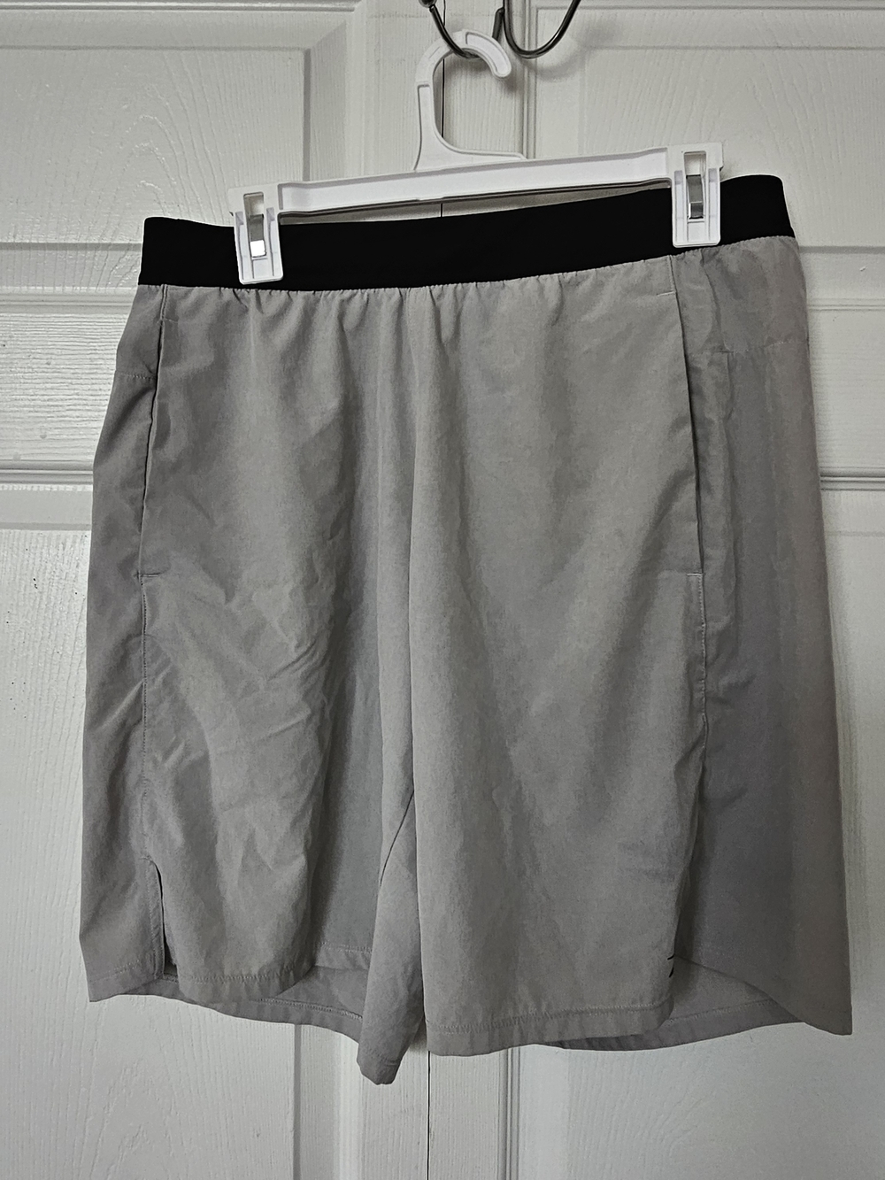 Reebok Light Gray Athletic Shorts with Black Waistband